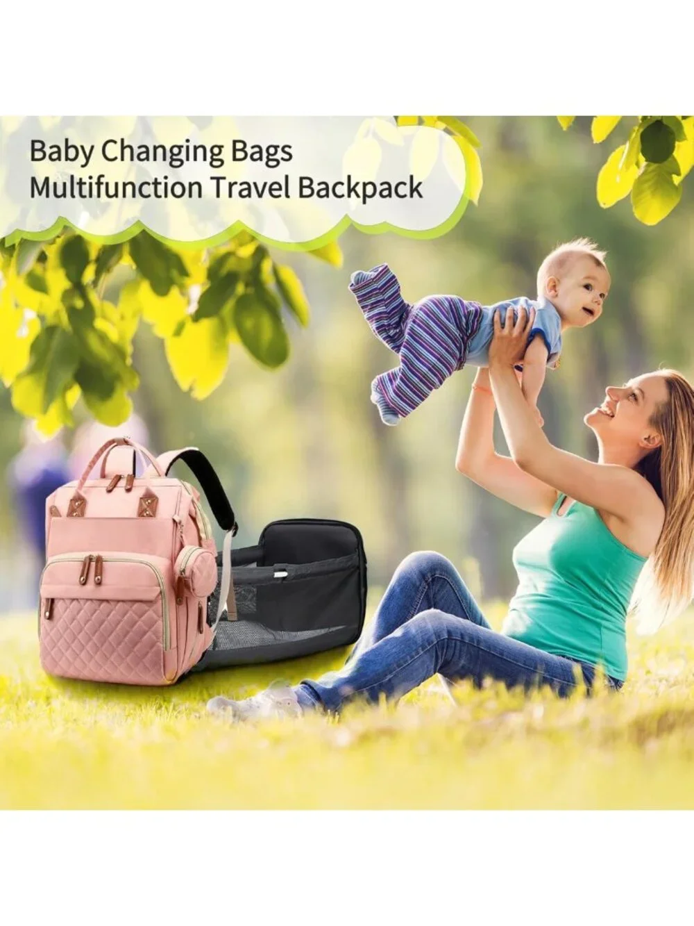 Stylish Waterproof 3-in-1 Diaper Bag Backpack with Changing Pad, Large Travel